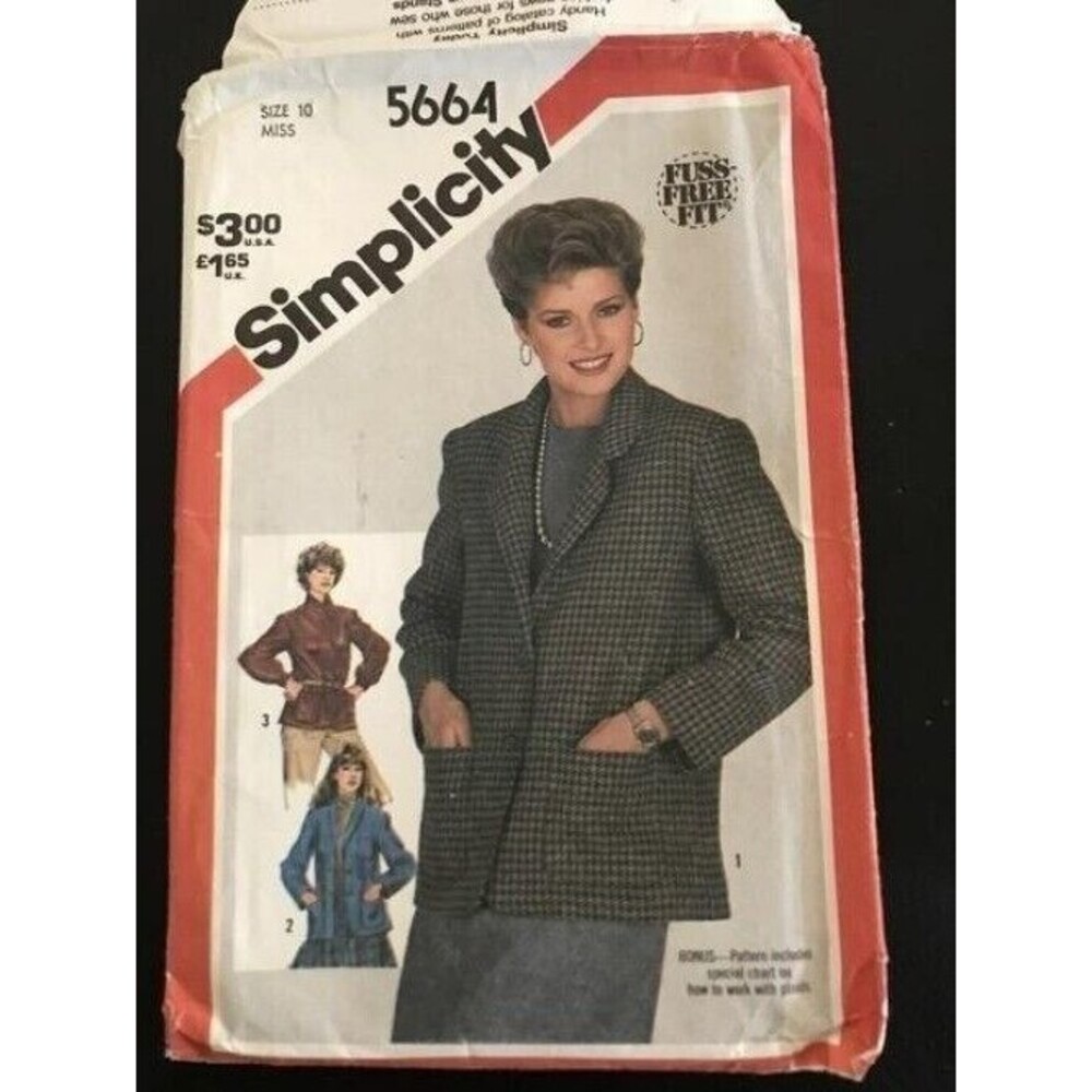 #5664 Simplicity vintage womens jacket sewing pattern SIZE 10